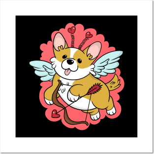 Cute Valentine Corgi Cupid Posters and Art